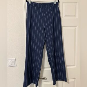 Wide-Leg Pants - Navy Blue Striped - Large